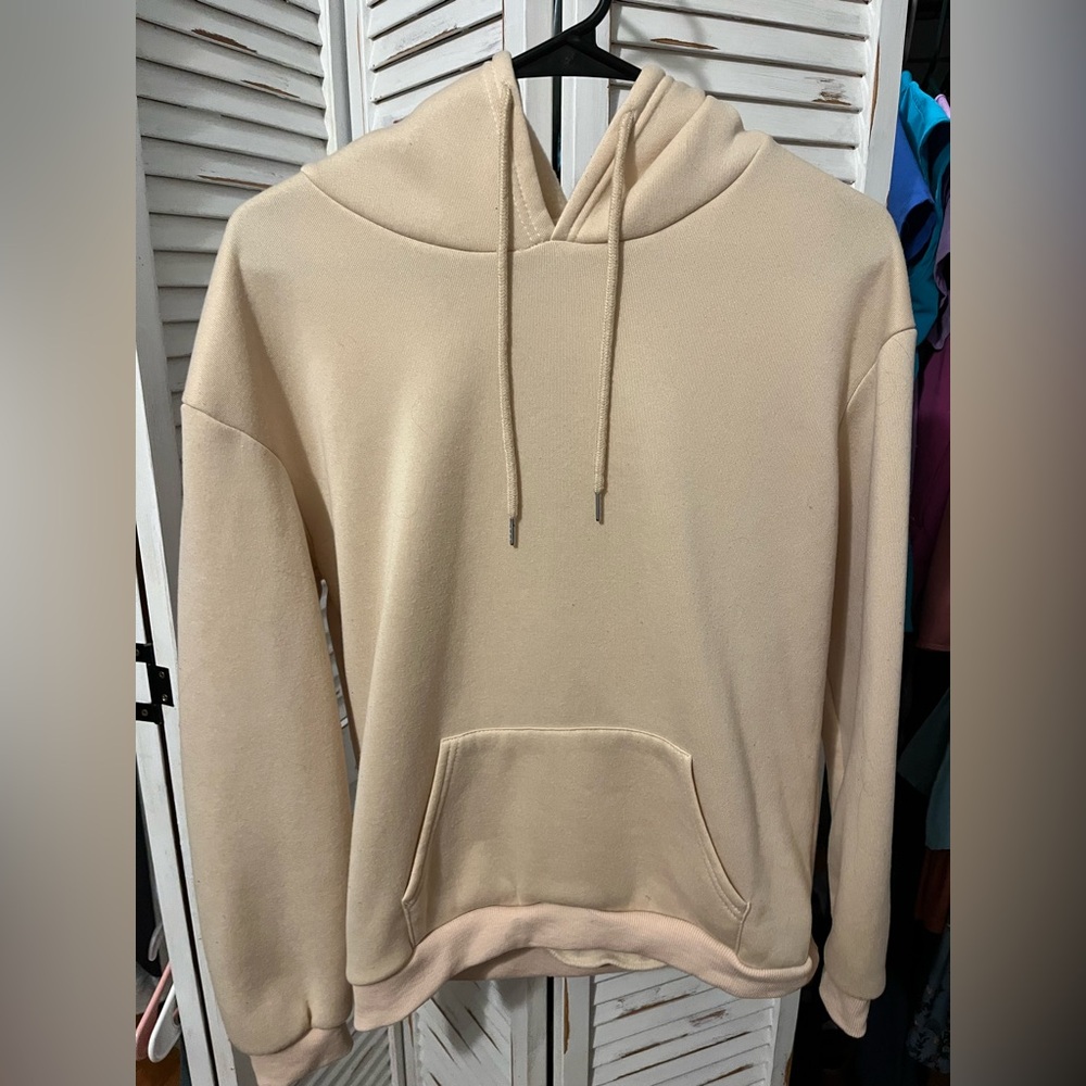 Cream Hoodie with Lettering on the back